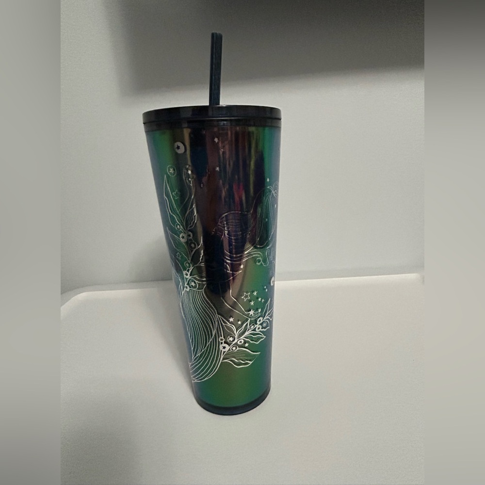 Starbucks Iridescent Green Mermaid Stainless Tumbler with Straw